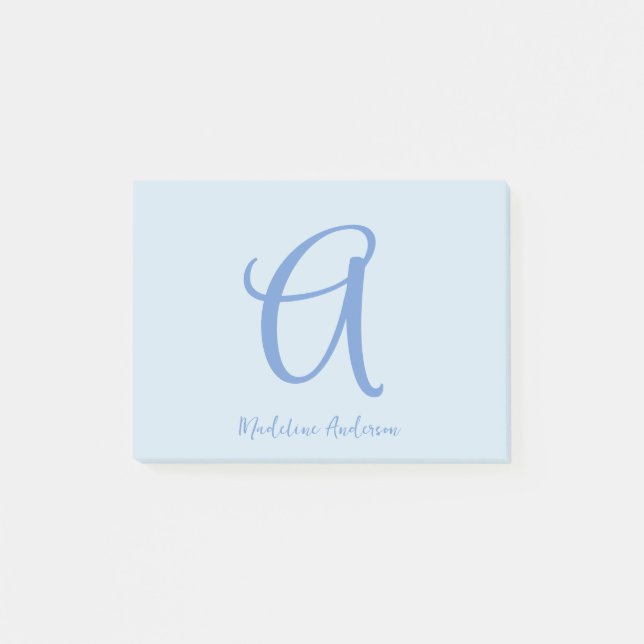 Monogram Blue  Post-it Notes (Front)