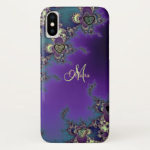 Monogram Blue Purple Fractal Celtic Heart Knot