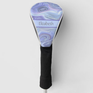 Monogram Blue Purple Silver Glitter Agate Marble  Golf Head Cover