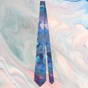Monogram blue purple teal navy pattern decorative tie