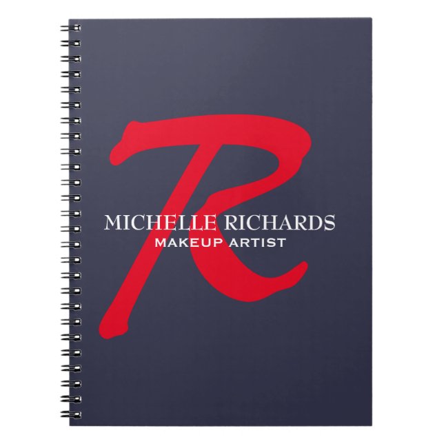 Monogram Blue & Red Makeup Artist Notebook (Front)
