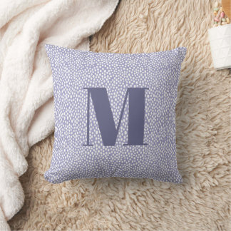 Monogram Blue Simple Painted Dots Pattern Throw Pillow
