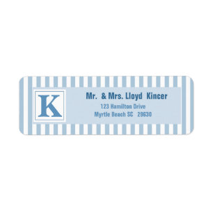 Monogram Blue Stripe Address Label