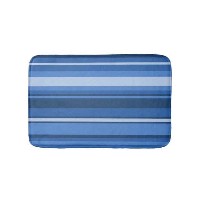 Monogram blue stripes bath mat (Front)