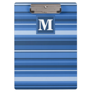Monogram blue stripes clipboard