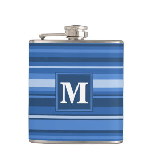 Monogram blue stripes hip flask