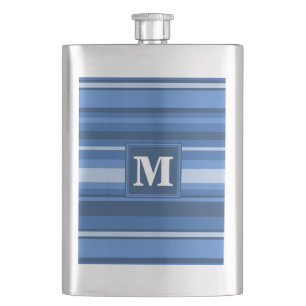 Monogram blue stripes hip flask