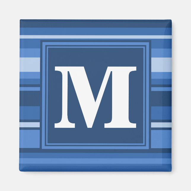 Monogram blue stripes magnet (Front)