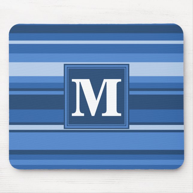 Monogram blue stripes mouse pad (Front)