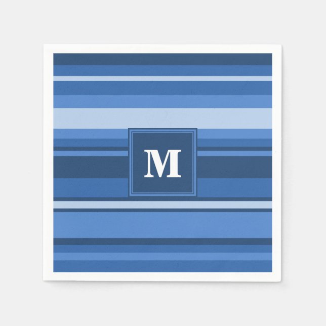 Monogram blue stripes napkin (Front)