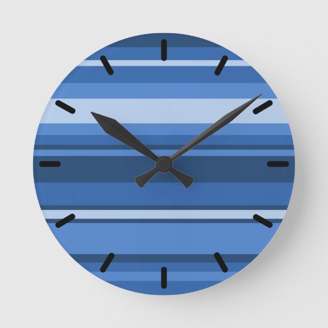 Monogram blue stripes round clock (Front)