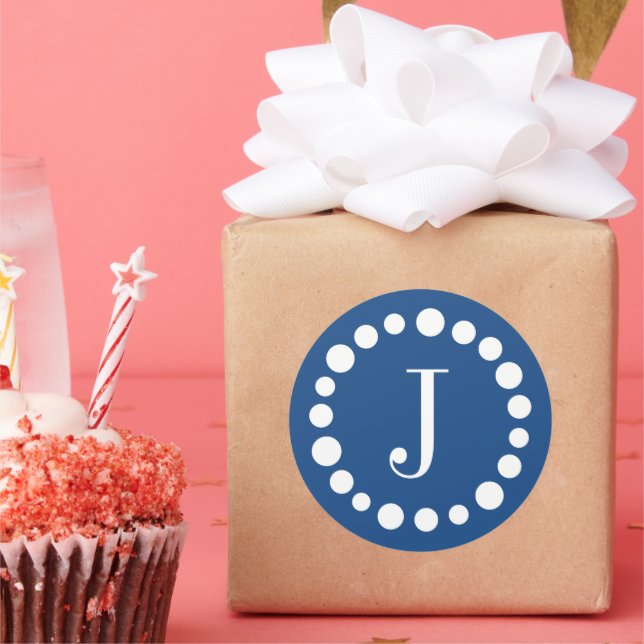 Monogram Blue Template Stickers (Party)