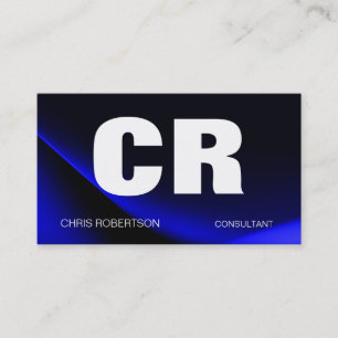 Monogram Blue White Business Card