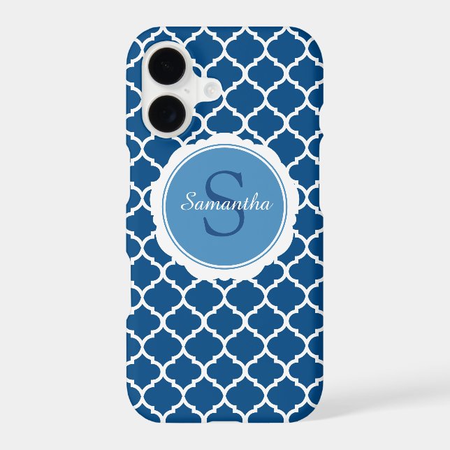 Monogram Blue White Modern Geometric (Back)