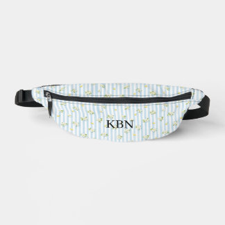 Monogram Blue White Stripes Lemons Mediterranean Fanny Pack