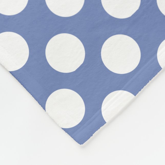 Monogram Blue White Trendy Fun Polka Dot Pattern Fleece Blanket (Corner)