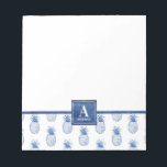 Monogram Blue White Watercolor Pineapple Notepad<br><div class="desc">Personalize this blue and white monogram pineapple notepad. A cool summer tropical theme. So pretty for your office!  Designed for you by Blackberry Boulevard</div>