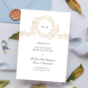 Monogram Blush Crest Elegant Wedding Reception Enclosure Card