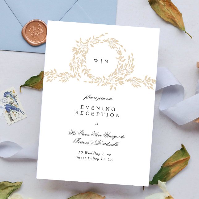 Monogram Blush Crest Elegant Wedding Reception Enclosure Card (Creator Uploaded)