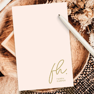 Monogram Blush Moderne Chic Script Carte pour note