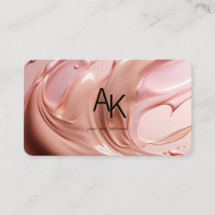 Monogram Blush Pink Beauty Salon QR Code  Business Card