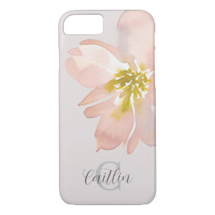 Monogram Blush Pink Elegant Floral Watercolor Case-Mate iPhone Case