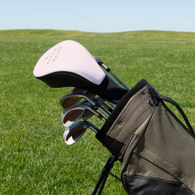 Monogram Blush Pink | Elegant Gold Minimalist Golf Head Cover (In Situ)