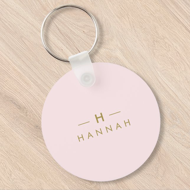 Monogram Blush Pink | Elegant Gold Minimalist Keychain (Creator Uploaded)