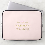 Monogram Blush Pink | Elegant Gold Minimalist Laptop Sleeve<br><div class="desc">A simple stylish custom monogram design in a gold modern minimalist typography on an elegant pastel blush pink background. The monogram initials and name can easily be personalized along with the feature line to make a design as unique as you are! The perfect bespoke gift or accessory for any occasion....</div>