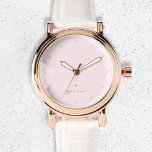 Monogram Blush Pink | Elegant Gold Minimalist Watch<br><div class="desc">A simple stylish custom monogram design in a gold modern minimalist typography on an elegant pastel blush pink background. The monogram initials and name can easily be personalized along with the feature line to make a design as unique as you are! The perfect bespoke gift or accessory for any occasion....</div>