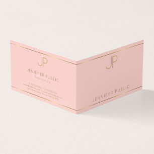Monogram Blush Pink Gold Clean Template Modern Business Card