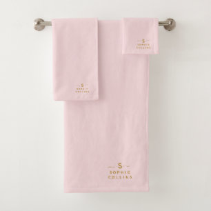 Monogram Blush Pink Gold Minimalist Nom élégant