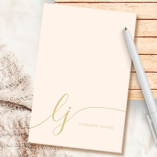 Monogram Blush Pink Gold Modern Minimal Feminine Post-it Notes