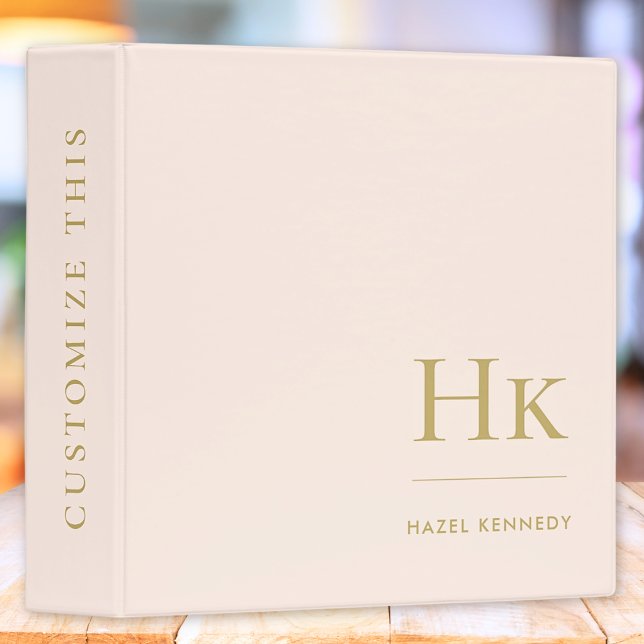 Monogram | Blush Pink Gold Simple Elegant Initials Binder (Creator Uploaded)