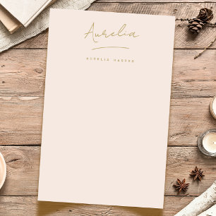 Monogram Blush Pink Gold Simple Personalized Stationery
