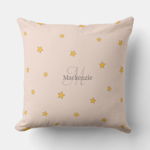 Monogram Blush Pink Grey Lucky Stars Throw Pillow