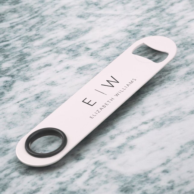 Monogram Blush Pink Modern Minimalist Elegant Bar Key (Creator Uploaded)