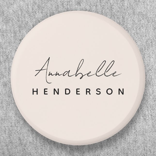 Monogram Blush Pink | Modern Minimalist Feminine 2 Inch Round Button (Creator Uploaded)