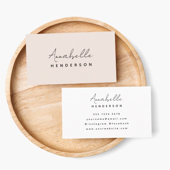 Monogram Blush Pink | Modern Minimalist Feminine Business Card (Modern minimalist blush monogram design by Guava - elegant, feminine and customizable)