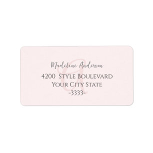 Monogram Blush Pink Modern Minimalist Feminine Label