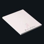 Monogram Blush Pink | Modern Minimalist Feminine Notepad<br><div class="desc">A simple stylish custom monogram design with a modern minimalist handwritten script typography in black on an elegant blush pink background. The monogram name can easily be  personalized. The perfectly personal back to school gift gift for teacher or accessory for any occasion!</div>