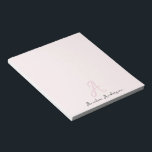 Monogram Blush Pink | Modern Minimalist Feminine Notepad<br><div class="desc">A simple stylish custom monogram design with a modern minimalist handwritten script typography in black on an elegant blush pink background. The monogram name can easily be  personalized. The perfectly personal back to school gift gift for teacher or accessory for any occasion!</div>