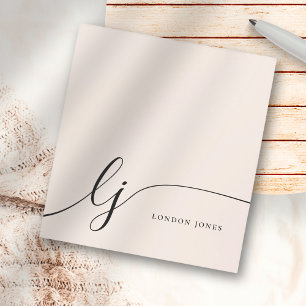 Monogram Blush Pink Modern Minimalist Feminine Notepad