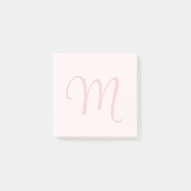Monogram Blush Pink Modern Minimalist Feminine Post-it Notes (Front)