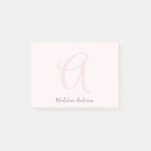 Monogram Blush Pink Modern Minimalist Feminine Post-it Notes