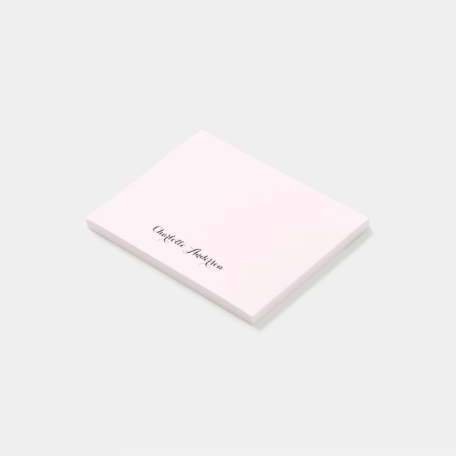 Monogram Blush Pink Modern Minimalist Feminine Post-it Notes (Angled)