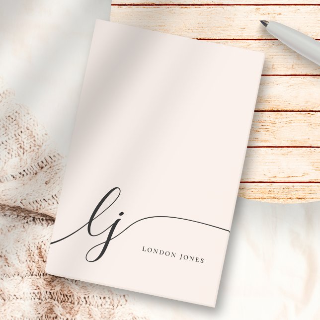 Monogram Blush Pink Modern Minimalist Feminine Post-it Notes (Creator Uploaded)