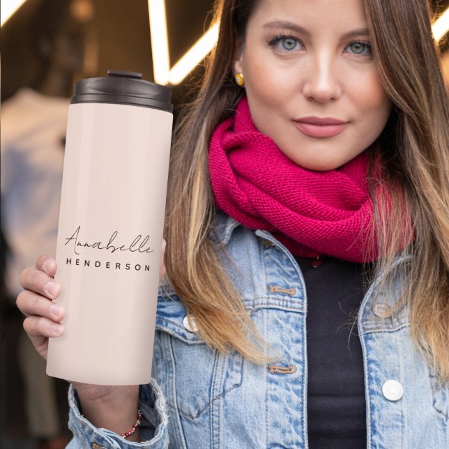 Monogram Blush Pink | Modern Minimalist Feminine Thermal Tumbler (Creator Uploaded)