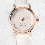 Monogram Blush Pink | Modern Minimalist Feminine Watch<br><div class="desc">A simple stylish custom monogram design with a modern minimalist handwritten script typography paired with a block typography in black on an elegant pastel blush pink background. The monogram name can easily be personalized to make a design as unique as you are! The perfectly personal gift or accessory for any...</div>