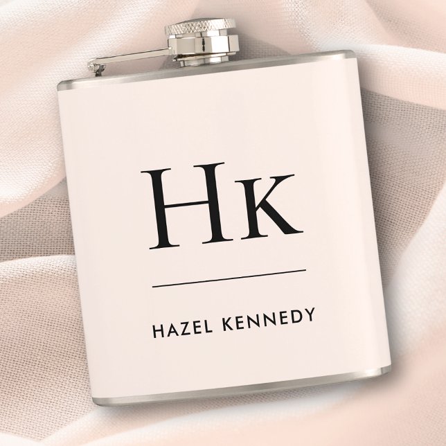 Monogram Blush Pink Personalized Bachelorette Hip Flask (Creator Uploaded)